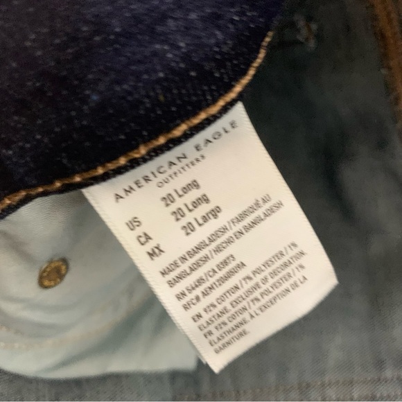 American Eagle women’s dark blue hi rise artist flare jeans 20 long - Picture 3 of 12